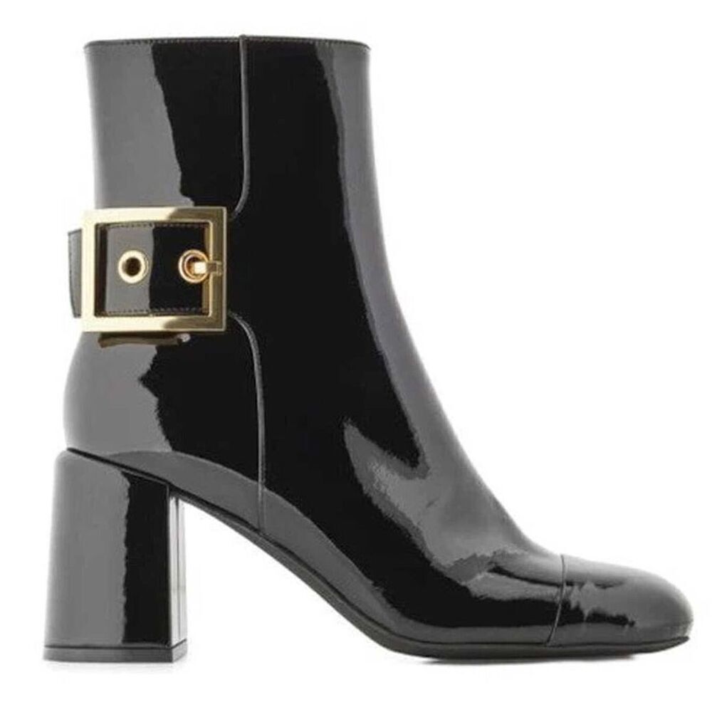 Jeffrey Campbell Women's Black Patent Academe Cap Toe Booties Size 9 NWOT - Picture 2 of 10
